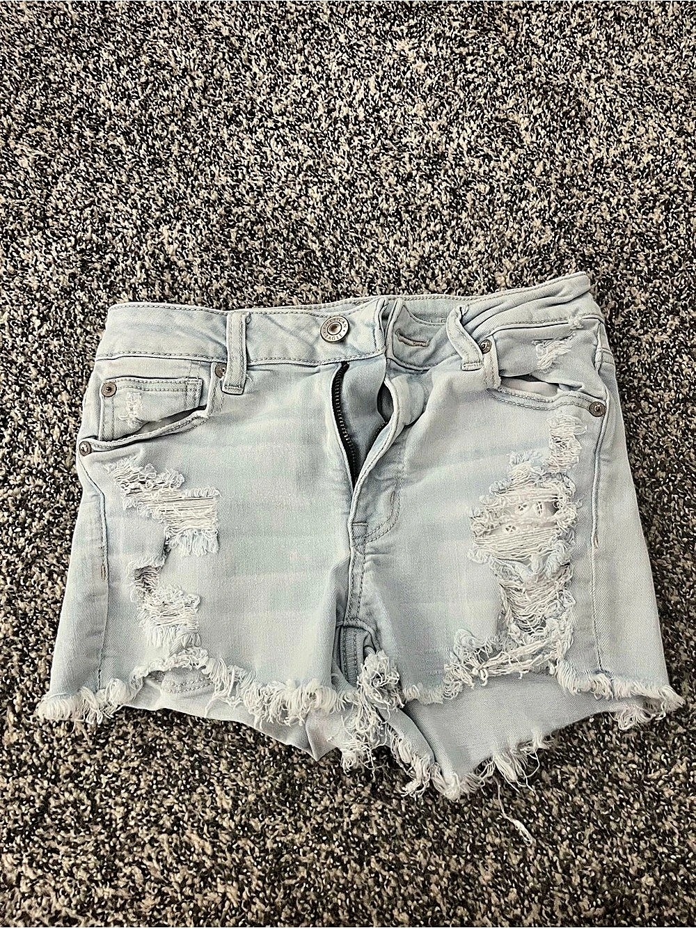 American Eagle Festival Short Distressed Jean Shorts Blue Small
